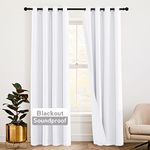 RYB HOME 3-in-1 Soundproof Curtains with Detachable Felt Liner, 100% Blackout Thermal Insulated Living Room Curtains, Draft Block Drapes for Living Room, Pure White, W52 x L72 in, 1 Pair