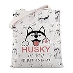 MYSOMY Husky Tote Bag Husky Shoulder Bag Gifts for Husky Lovers Husky Owner Gifts Husky is My Spirit Animal Shopping Bag (UK Husky TB)