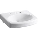 Kohler K-2028-8-0 Pinoir Lavatory Basin with 8-Inch Centers (White)