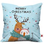 Indigifts Christmas Hug Print Light Blue Cushion Cover 12x12 with Filler (Xmas, Him, Boy, Girl, Dad, Mom, Friends, Family) - Christmas Decorations