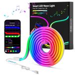 MeRGBW-Home LED Neon Rope Lights, 3.3FT/1M RGB LED Strip Lights App Control, Music Syncing, LED Neon Lights Strip Flexible DIY Design for Bedroom, Living, Gaming, Kitchen, Indoor, Party Decoration