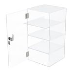 Choowin Acrylic Display Case with Lock Key Countertop Display Case with Shelves Locking Display Case for Collectibles Clear Showcase Retail Display Cabinet Safe Storage, Removable 4 Shelf 9x9x19 inch