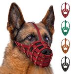 MUROM Leather Dog Muzzle German Shepherd Adjustable Breathable Doberman Dalmatian Setter Basket Medium Large Breeds Black Brown Red Green (Red, Medium), Black, Brown, Mint Green, Red