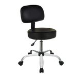 Amazon Basics Multi-Purpose Drafting Spa Bar Stool with Back Cushion and Wheels - Black