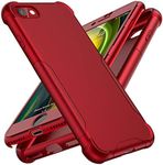 ORETECH for iPhone SE 2022 Case, iPhone SE 2020 Case iphone 7/8 with[2x Tempered Glass Screen Protector]Full Body Heavy Duty Slim Hard PC Soft TPU Protective Cover Compatible with iPhone SE 3/2 - Red