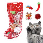 Xugoox Christmas Cat Toys Set Xmas Stocking Gift Bag 10 Pieces Including Interactive Cat Toys Cats Chew Plush Catnip Toy Pet Nip Mouse Ball Fish Variety Pack Kitten Interactive Play