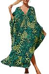 L-Peach Women Loose Bohemian Kaftan Nightgown Roomy Homewear Oversized Maxi Swimsuit Cover Ups Robes