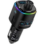 Nulaxy Bluetooth FM Transmitter for Car, Bluetooth Car Adapter with QC3.0 Charging, Handsfree Car Kit 7 Color LED Backlit, Support Voice Assistant, USB Flash Drive, microSD Card (Black)