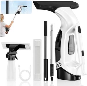 Window Vacuum Squeegee with Extendable Pole 31-40", Electric Cleaner Tool