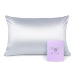 OLESILK 100% Silk Pillowcase for Hair and Skin, Both Sides 16 Momme Real Natural Mulberry Silk, with Hidden Zipper and Gift Box, 1pc, Silvergrey, 50x75cm