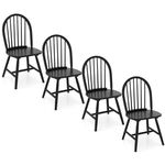 Safeplus 18" Oak Dining Chairs Set of 4, Wood Windsor Chair with Spindle Back for Country Farmhouse Kitchen Island