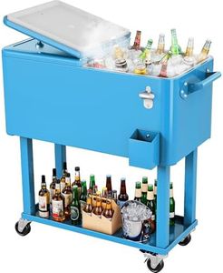 YITAHOME Cooler Cart with Bottle Opener Drainage, Portable Patio Cooler on Wheels, Outdoor Beverage Cart Ice Chest Cart