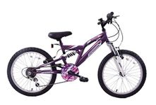 Professional Shocker 18" Wheel Dual Suspension Girls Kids MTB Bike 6 Speed Purple/Pink Age 6+