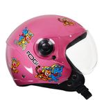Kids Motorcycle Helmet by Xinor Fogi ISI Certified Ages 6-14 Years with Design - XS (Baby Pink)