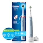 Oral B Pro 3 Rechargeable Rotating Electric Toothbrush for Adults, 3 Cleaning Modes with Pressure Sensor, 3D Brushing Action, 2 Min Timer with Quadpacer, 2 Year Warranty, IPX7 Water Resistant