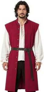 Pirate Vest with Belt, Medieval Viking Renaissance Costume for Halloween