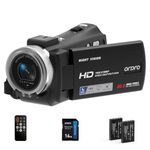 Ordro V12 Video Camera Camcorder Digital YouTube Vlogging Camera Recorder Full HD 1080P 30FPS 3.0 Inch 270 Degree Rotation LCD 16X Digital Zoom Camcorder