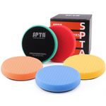 SPTA 5Pcs 5inch(125mm) Compound Buffing Sponge Pads Polishing Pads Kit Buffing Pad For Car Buffer DA Dual Action Polisher Sanding,Polishing, Waxing
