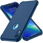 ORETech Case Compatible with iPhone XR Case,with [2X Tempered Glass Screen Protector] 360 Silicone Phone Case Thin Shockproof Hard PC Soft TPU Anti Scratch Case Cover for iPhone XR 6.1” 2018 Blue