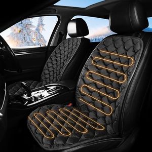 ESMING Driver Or Passenger Winter Luxury Car Seat Cushion for Full Back and Seat Suitable for All Kinds of Family Cars, SUVs, Off-Road Vehicles, RVs, Vans, Construction Vehicles, etc.-Black