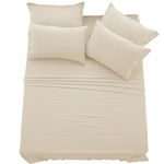 Lux Decor California King Sheet Set - 6 PC Brushed Microfiber Bed Sheets 16 Inches Deep Pockets - Embroidered & Plain Pillowcases - Hotel Luxury Sheets Cal King - Soft Bedding Sheets (Vanilla)