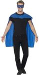 Smiffys Cape, Blue with Eyemask, Icons & Idols Fancy Dress, Superhero Dress Up Accessories