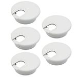 Zydiwo 5pcs Desk Hole Cover Grommet 1-3/8 Inch (35 mm) Plastic Desk Cable Grommet Cord Desk Wire Cord Cable Holder for Computer PC Cable Cord Organizer (White-5p)