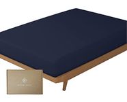 BIOWEAVES 100% Organic Cotton 1 Fitted Sheet Only, 300 Thread Count Soft Sateen Weave GOTS Certified with deep Pockets (King, Navy Blue)