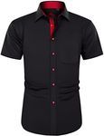 J.VER Men's Black Dress Shirt Short