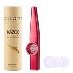 WANDIC Aluminum Alloy Kazoo and 3 Membrane Flute Diaphragm Mouth Kazoos with Vintage Gift Box Gold (type 1, Red)