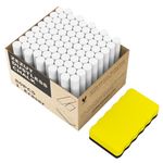 ZEZUT White Chalk with Eraser, 80PCS Less Dust Chalks Stick Bulk for Chalkboard Blackboard Non-Toxic