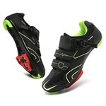 Vicogn Mens Womens Cycling Shoes Compatible with Peloton Indoor Bicycle Pedals Clip in Road Bike Shoes Pre-Installed with Look Delta Cleats, Green, 8 Women/6.5 Men