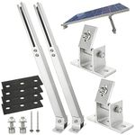 Oungy Adjustable Solar Panel Tilt Mount Brackets Aluminum Alloy Solar Panel Mounting Support up to 50 70 100 150 200 300 400 Watt Solar Panel for Flat Surface Roof RV Boat Off-Grid (Mount Only) Silver