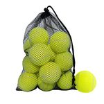 HPWFHPLF Tennis Balls, 12 Packs Practice Tennis Balls for Beginners, Training Playing Tennis Balls for Dogs, Come with Mesh Carry Bag (Green)