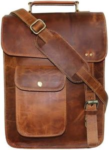 Jaald 13 pollici in pelle messenger bag laptop caso ufficio valigetta regalo per gli uomini computer angosciato borsa a tracolla, Marrone, 10" X 13"