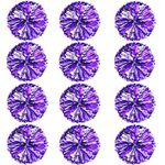 Vegove 12 Packs Cheerleading Pom Poms Bulk, Plastic Metallic Foil Cheer Hand Flowers, Cheerlead Pompoms for Kids Teens Sports Team Ball Game, 12 Inch （Purple/Silver）