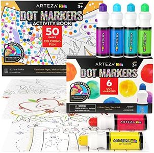 ARTEZA Kids Dot Markers and Activity Book, 6 Nontoxic Bingo Daubers