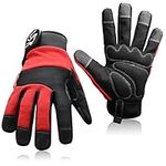 Wolveskin Safety Work Gloves Men & Women - Utility Mechanic Working Gloves for Multi-Purpose, Synthetic Leather, Heavy Duty, Firm Grip, Touchscreen Capable, High Dexterity and Flexible (Red, Medium)