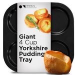 Wrenbury Pro Extra Large Yorkshire Pudding Tray - 4 Hole 10cm Non-Stick Tin - Heavy Gauge Baking Tray with 10 Year Guarantee - for Giant Yorkies