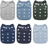 ALVABABY 6 Pack with 12 Inserts Cloth Diaper, One Size Adjustable Washable Reusable for Baby Girls and Boys 6BM111