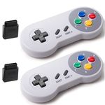 2 Pack 2.4GHz Wireless Controller for Original SNES Console, kiwitatá Remote Wireless Gamepad Controller for SNES Super Entertainment System-7 Pin Connector