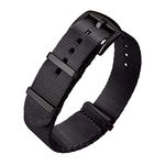 Ritche Military Ballistic Nylon Watch Strap with Heavy Buckle 18mm 20mm 22mm Premium Nylon Watch Bands for Men Women, Black / Black, 20mm, Military