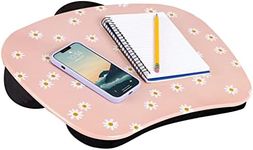 LAPGEAR MyStyle Portable Lap Desk with Cushion - Pink Daisy - Fits up to 15.6 Inch Laptops - Style No. 45336