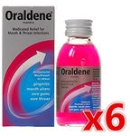 6 x Oraldene® Medicated Mouthwash Mouth Wash for Mouth Ulcers Sore Gum Throat Infection 200ml