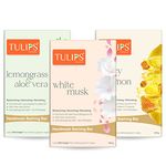 TULIPS Handmade Bathing Bar Soap (Honey & Lemon, Lemongrass & Aloe Vera, White Musk, Pack of 3)