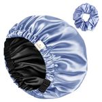 YANIBEST Satin Bonnet Silk Bonnet Hair Bonnet for Sleeping Satin Cap Extra Large Reversible for Women Curly Natural Hair Sky Blue