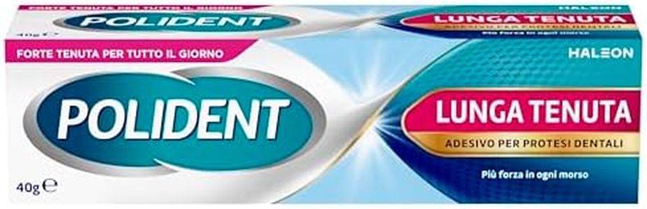 Polident Lunga Tenuta, Adesivo per Protesi Dentale, fino a 12 Ore di Tenuta Giornaliera, Gusto Menta Delicata, 40 g (Confezione da 1)