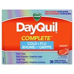 Vicks DayQuil COMPLETE Cold and Flu Symptom and Congestion Relief LiquiCap, Non-Drowsy Daytime Relief for 9-Symptoms, 36ct