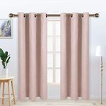 LORDTEX Linen Look Textured Blackout Curtains with Thermal Insulated Liner - Heavy Thick Grommet Window Drapes for Bedroom, 40 x 95 Inches, Blush, Set of 2 Panels