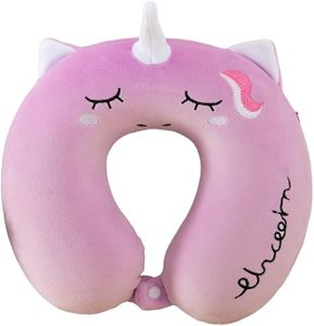 DC DECORIO Kids Travel Pillow,Unicorn Fiber with,U-Shaped Airplane Car Flight Head Neck Support Pillow for Adults Toddler Children,Boys,Girls (Purple)